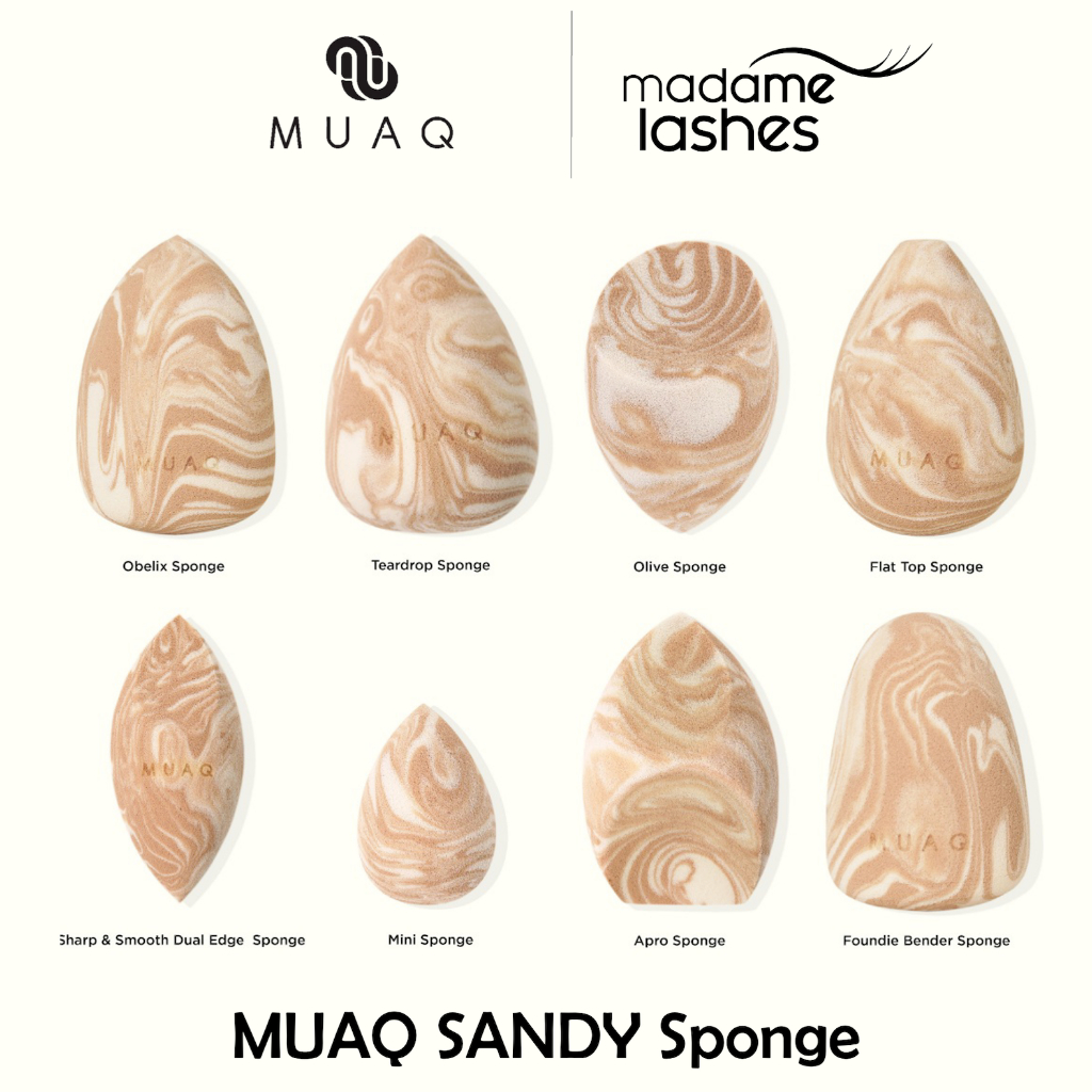 MUAQ Sandy Makeup Sponge -  Teardrop Sponge - Mini Sponge Blender / Obelix Blender Sponge - Sponge F