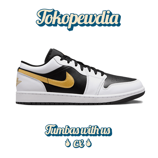 Nike Air Jordan 1 Low White Metallic Gold Black
