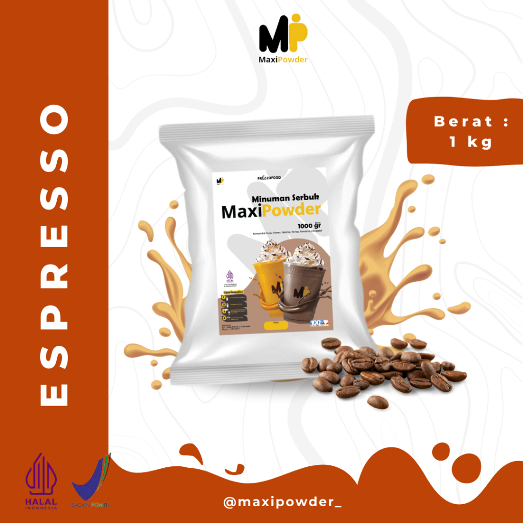 

Bubuk Minuman Rasa Espresso 1kg / Minuman Kekinian Espresso Termurah / MaxiPowder