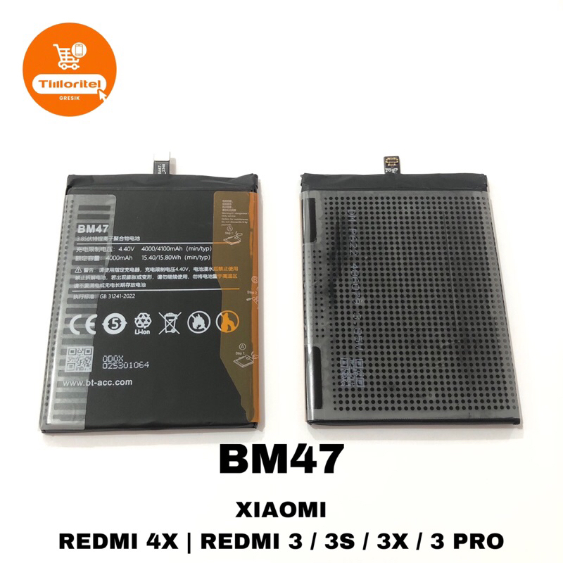 BATTERY BM47 XIAOMI REDMI 4X/ BATRE BATERAI XIAOMI REDMI 3 / 3s / 3x / 3 PRO ORI