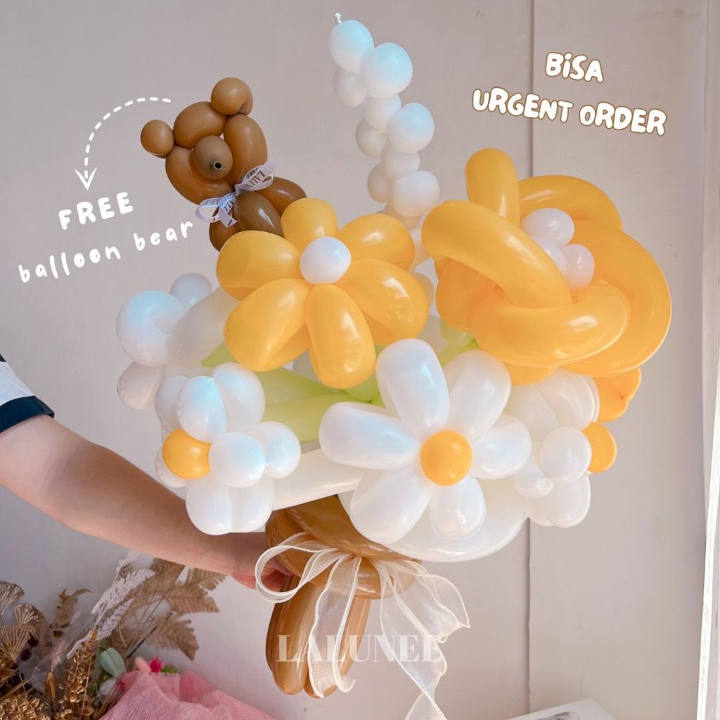 Balloon Twist Bouquet - Balon Bunga Mawar- Bunga dari Balon - Balon Karakter - Buket Ultah Graduatio
