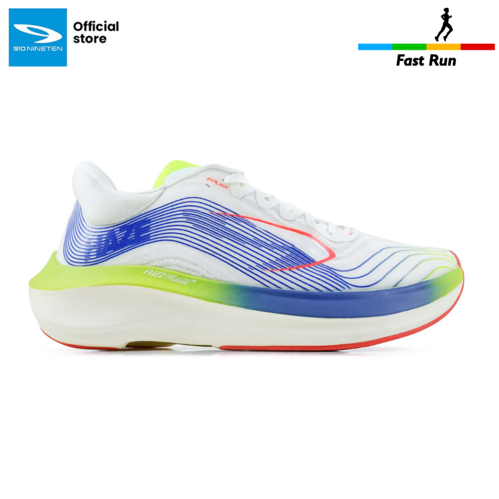 910 Nineten Haze Tempo Sepatu Lari - Putih-biru/Merah/Lime