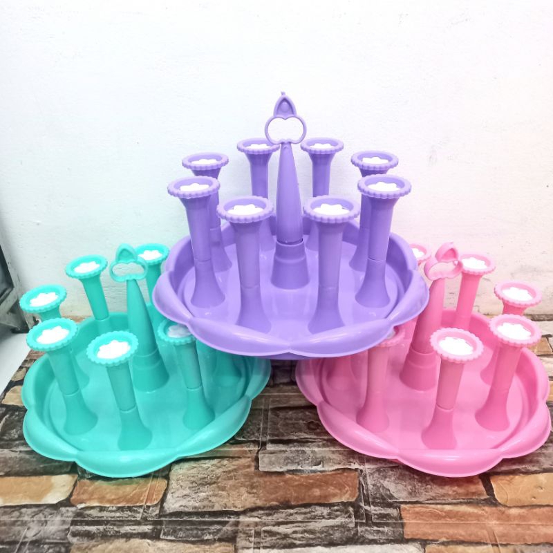 Glastand Daisuki Kaki 8 NP | stand gelas | Rak Gelas / Tatakan Gelas Bulat