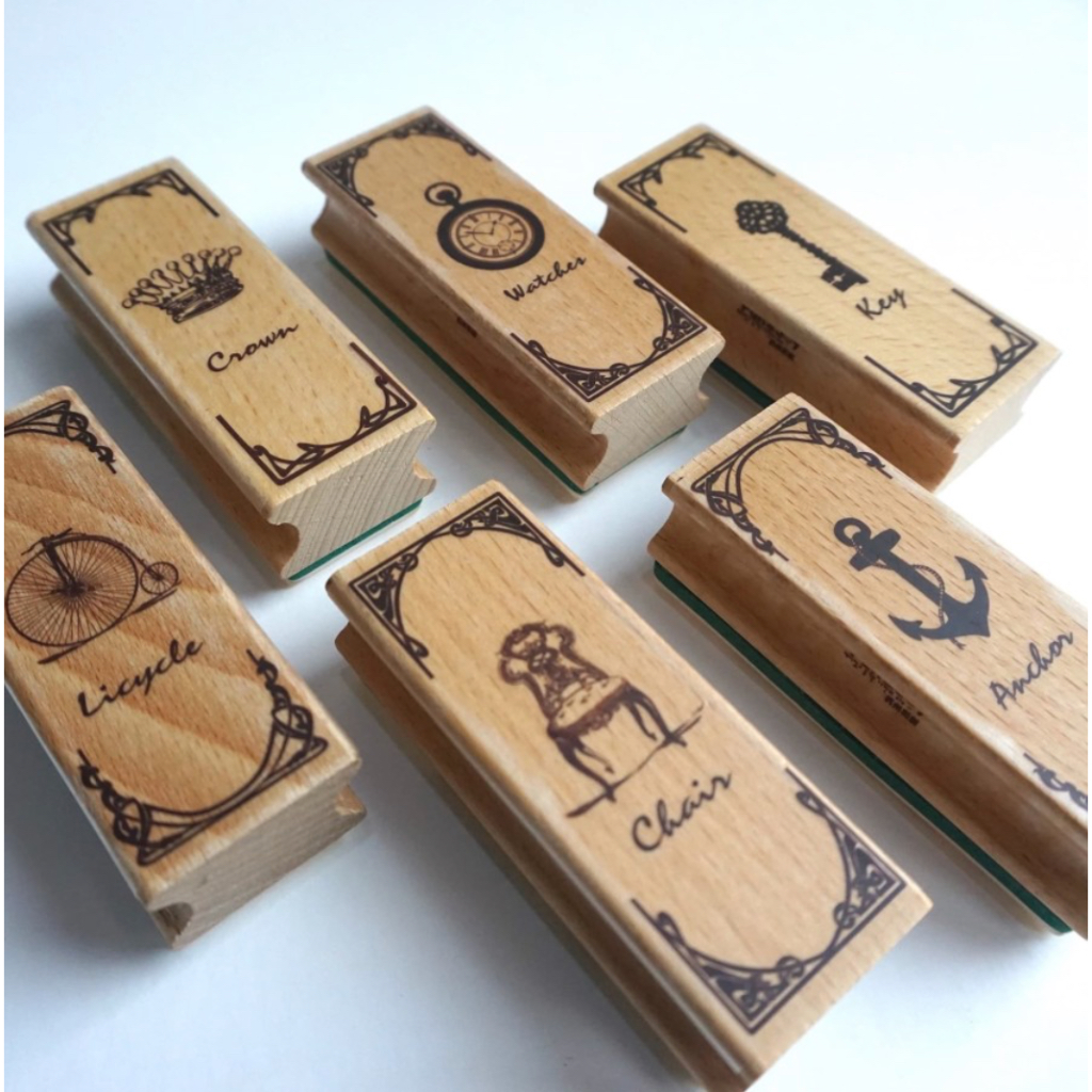 

Stamp Stempel Travel Scrapbook Journal Calligraphy Kayu Crown