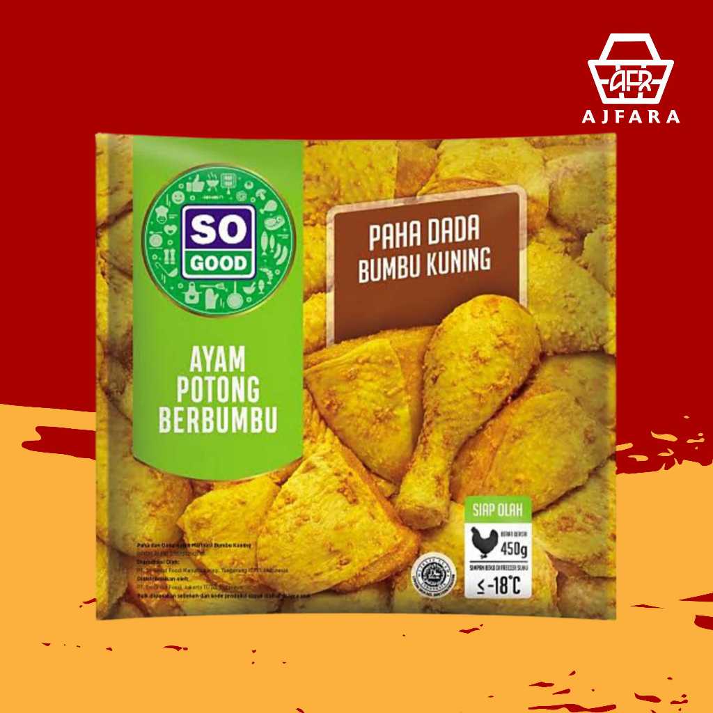 

So Good Ayam Potong Berbumbu Paha Dada Bumbu Kuning 450 gram/So Good Ayam Potong Berbumbu Paha Dada Pedas Manis 450 gram