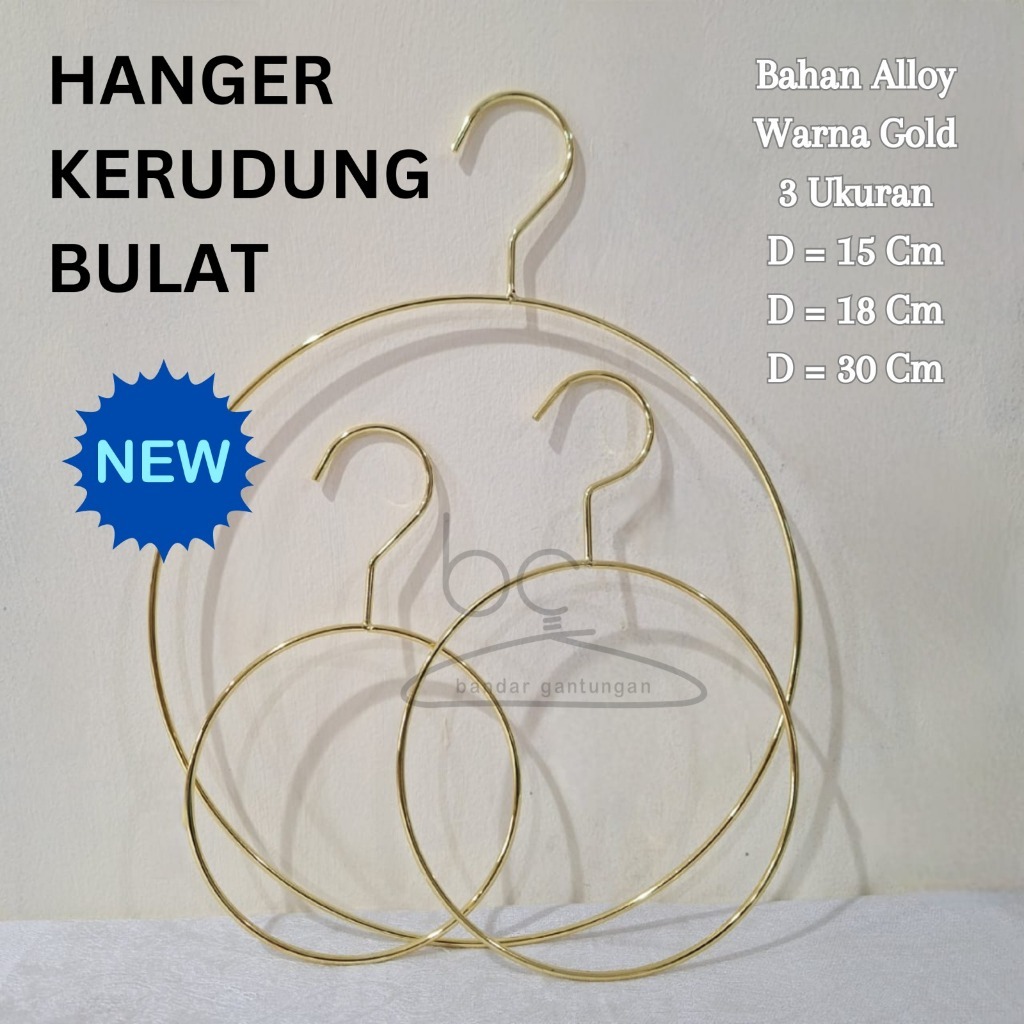 15 CM Hanger Khimar Bergo Syal Gantungan Pashmina Alloy Kerudung Segi Empat Bentuk Bulat Warna Gold 