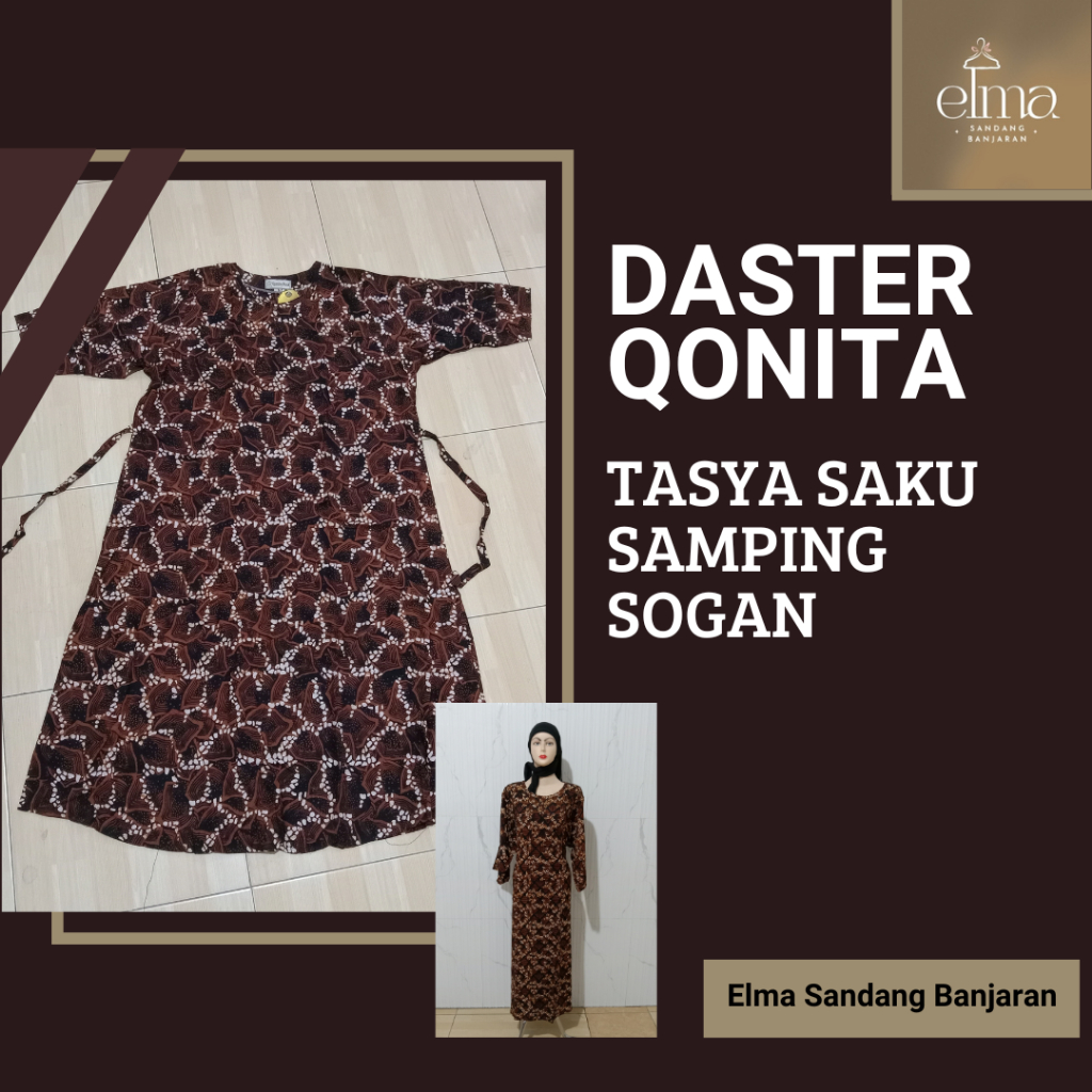 ESB - Qonita Batik Dress Tasya Saku Samping SOGAN UV | Batik Cap Premium Indonesia