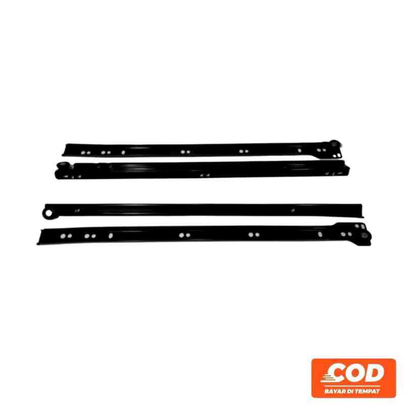 ( 45 cm ) Rel Laci Roda Hitam Single Track 450 MM | Rel Lemari 1 Set 45 cm