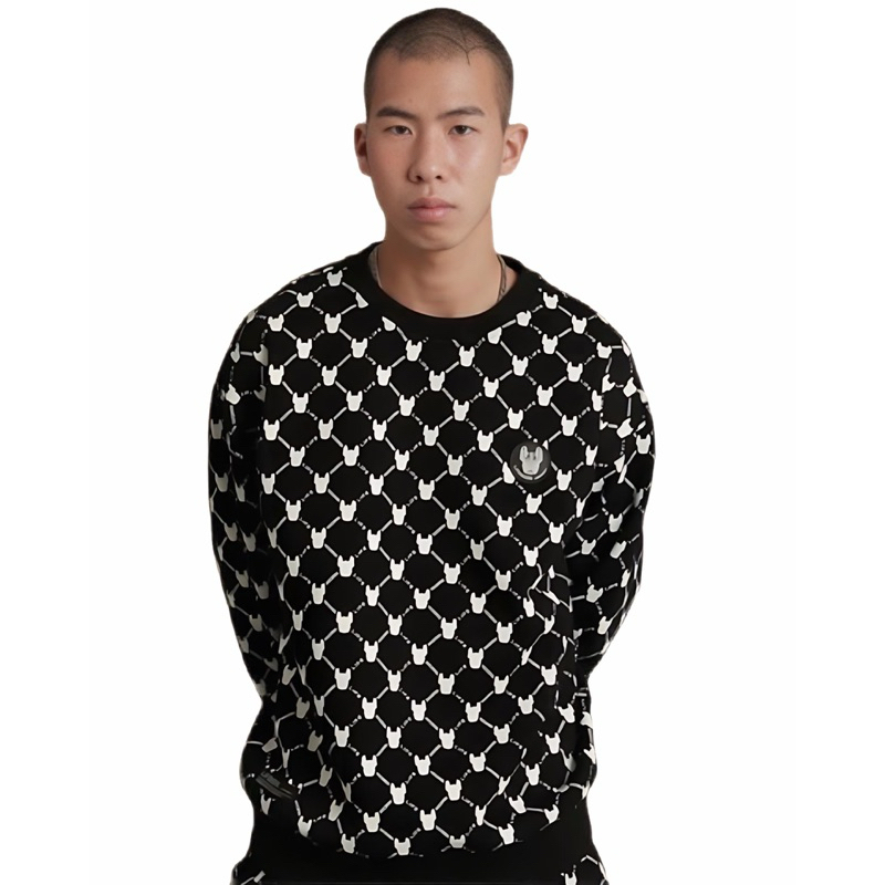 LIFEWORK Monogram Pattern Black Sweatshirt Sweater - ORI