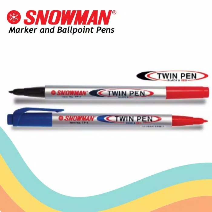 

[1 Pcs] Spidol TwinPen Snowman / 2 In 1 / Pulpen 2 Warna Twinpen Snowman