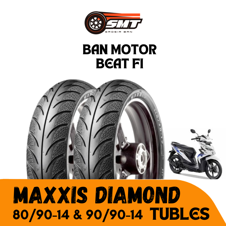 MAXXIS DIAMOND Paket Ban Motor Beat FI Depan Belakang Size 80/90-14 dan 90/90-14 Tubeless