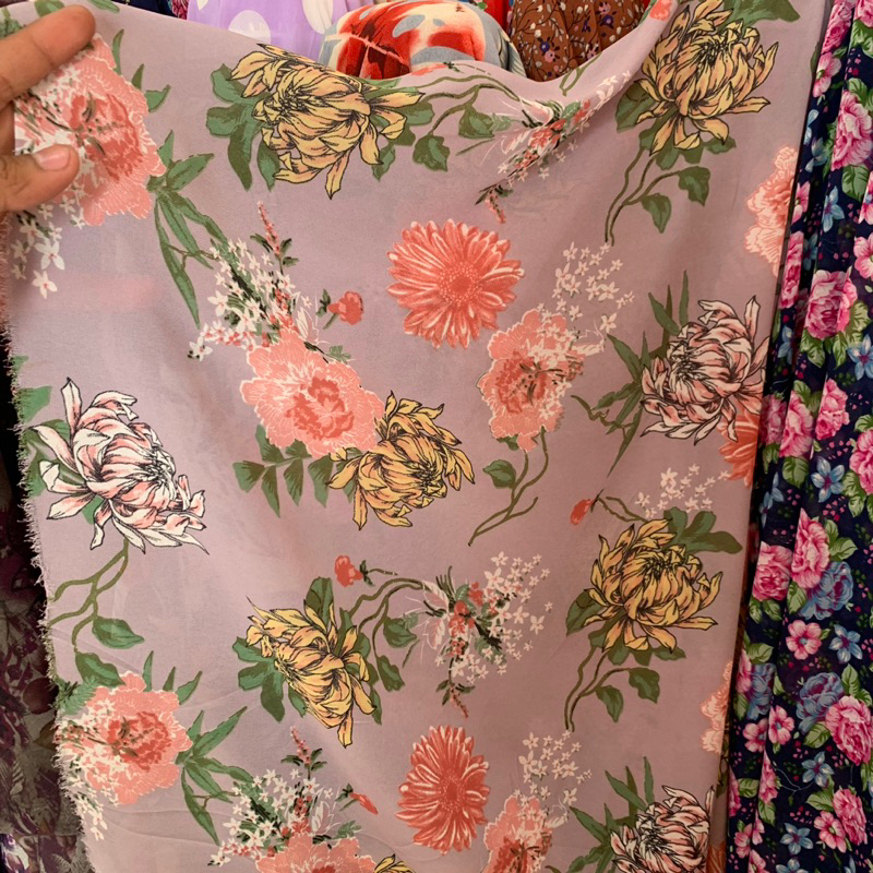 kain bahan motif - ceruty babydoll premium - ceruty babydoll motif bunga