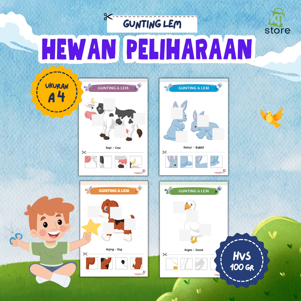 

Kawan Pustaka - Lembar Aktivitas Gunting dan Lem - Tema Hewan Peliharaan - Ukuran A4 - Kertas HVS Tebal 100 Gram