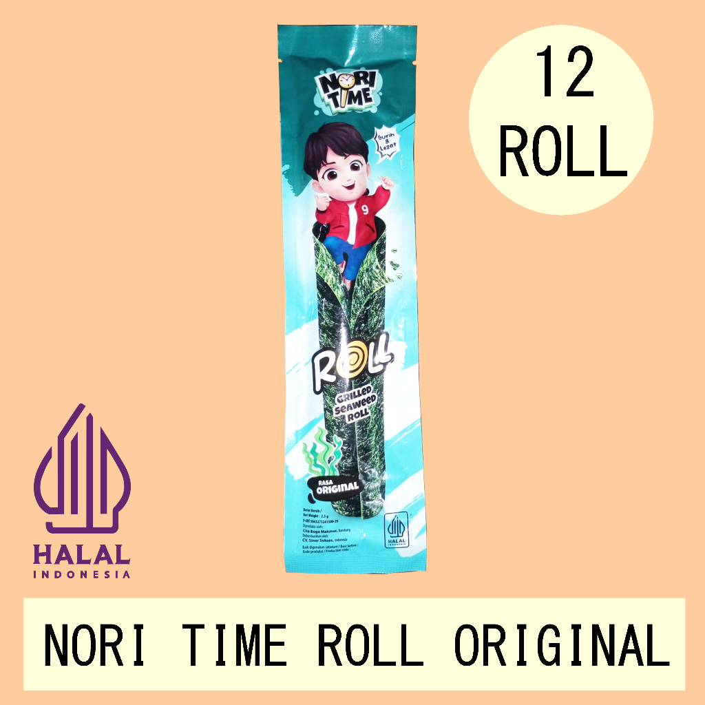 

NORI TIME ROLL RUMPUT LAUT SEAWEED MAKANAN RINGAN SNACK BOX ISI 12 SACHET FANTASIA DENGAN PAKING AMAN