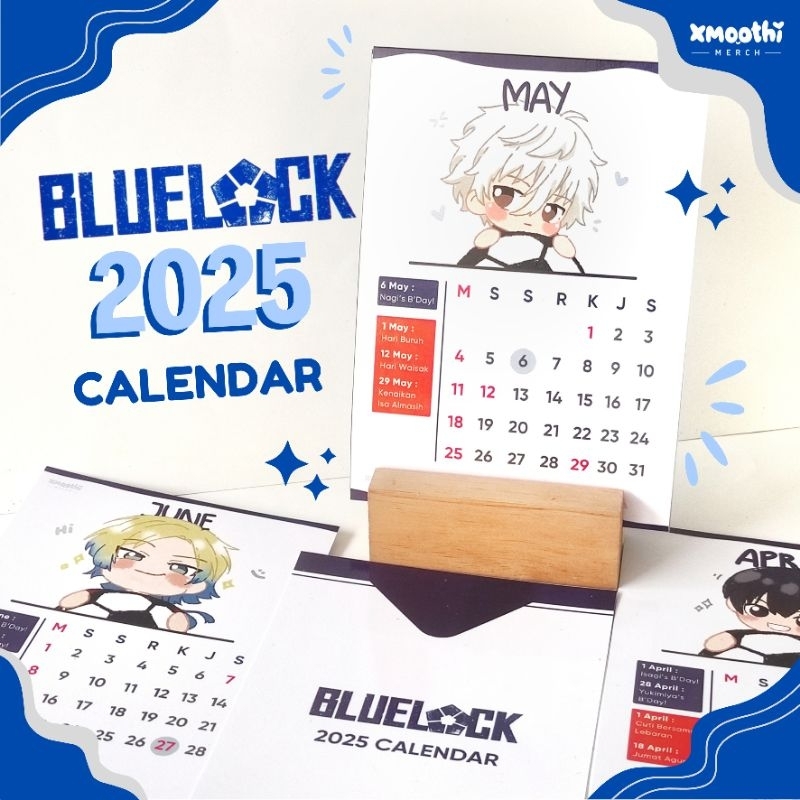 

BLUELOCK 2025 MINI DESK CALENDAR - KALENDER BLUELOCK AESTHETIC - KALENDER MEJA ANIME 2025 - ISAGI KAISER NAGI BACHIRA REO