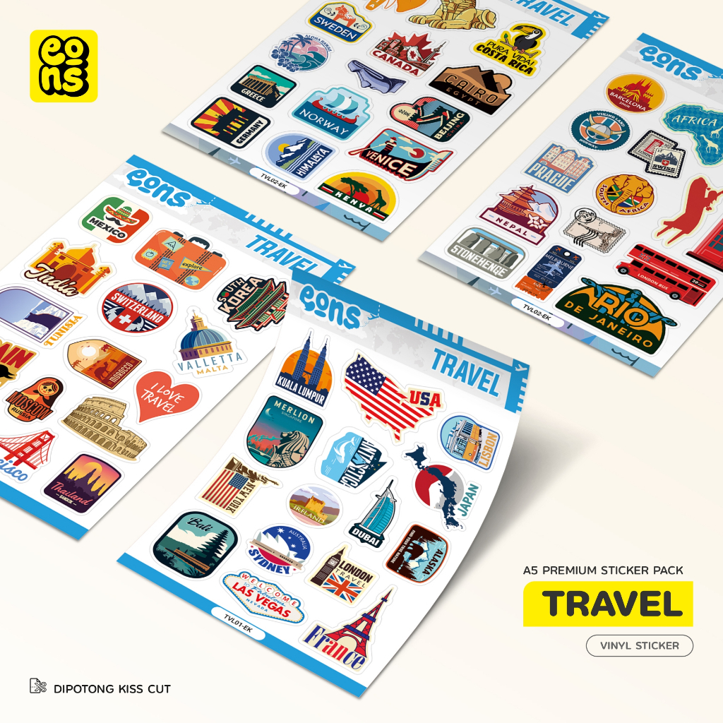 

Stiker Pack TRAVEL Waterproof Aesthetic- untuk Laptop, Motor, dan Helm - Paper Stationery