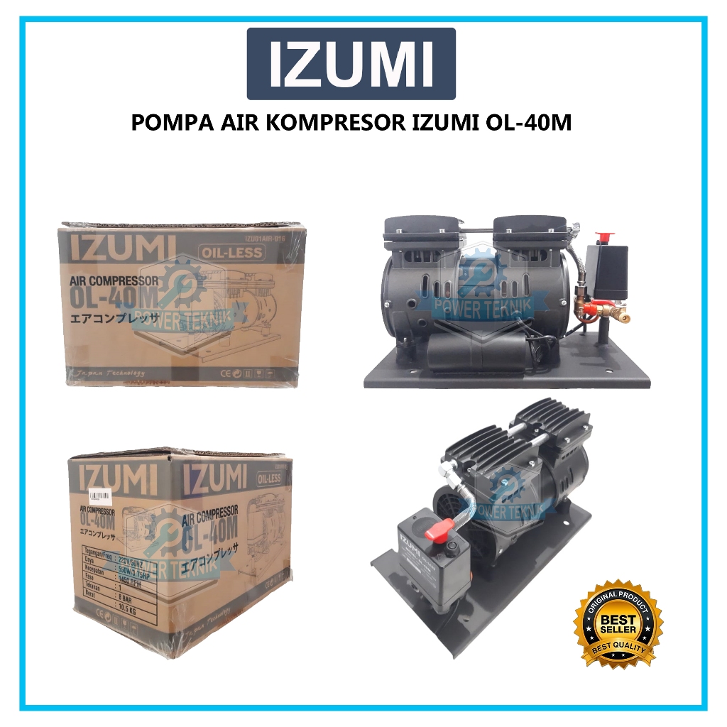 IZUMI Pompa Air Kompresor Oiless OL-40M Kompresor 0.75 HP Air Compressor 550 Watt OL40M
