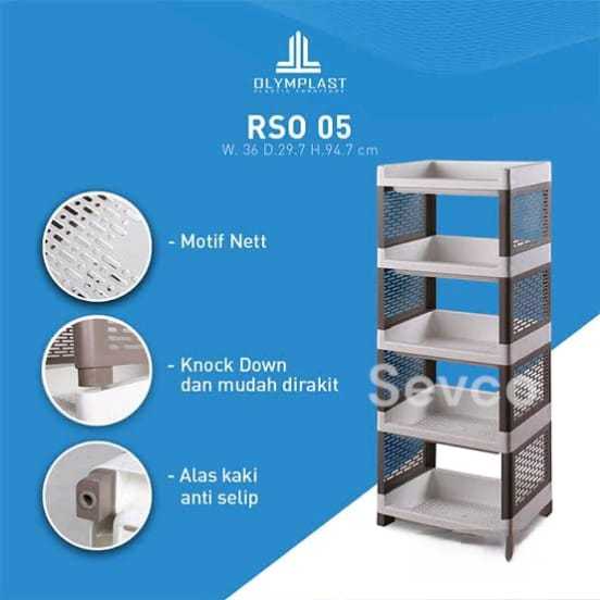 Rak Buku Rak Mainan Rak Bumbu Olymplast 4 Tingkat / Rak Susun Plastik Bagus Kuat Tebal Serbaguna