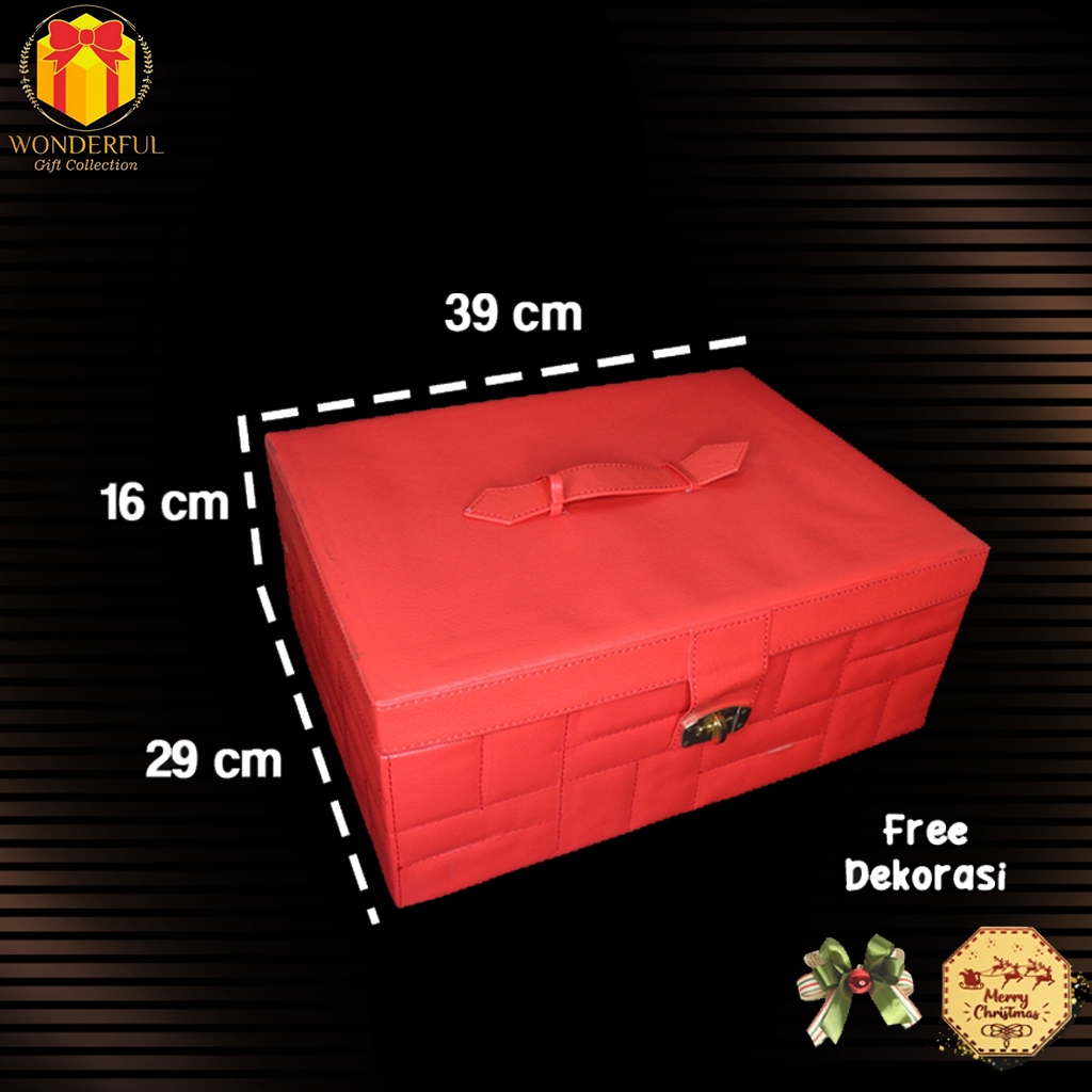 

Kotak Hampers Parcel Natal Model Koper /Parcel Imlek/Hardbox Merah Merry Chirtsmas PM03XL