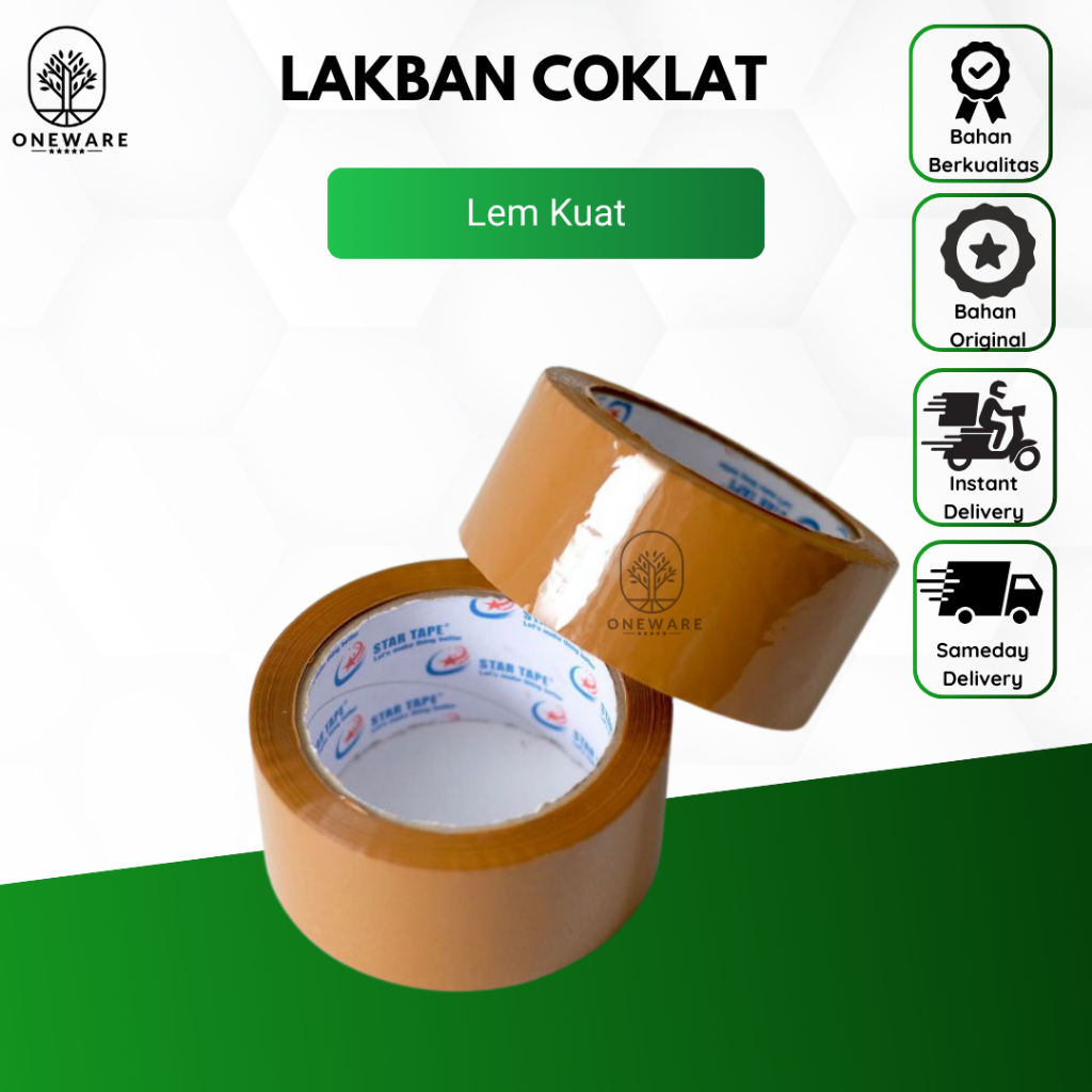 

Lakban Coklat 45 mm & 48 mm Eceran Alat Packing Perekat Pembungkus Paket Kemasan By Onewar