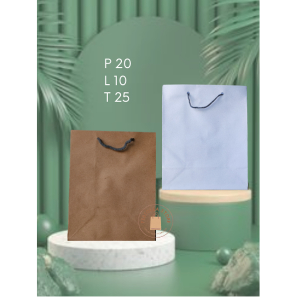 [ LUSINAN ] PAPER BAG Besar Jumbo Tanggung COKLAT & PUTIH POLOS Uk 20x10x25