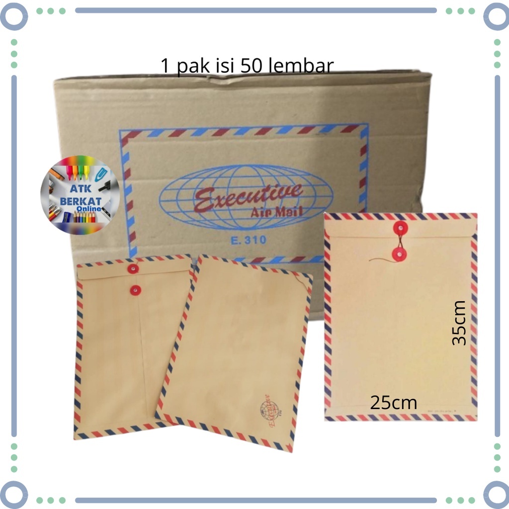 

isi 10pcs Amplop Coklat Folio Tali 310 airmail
