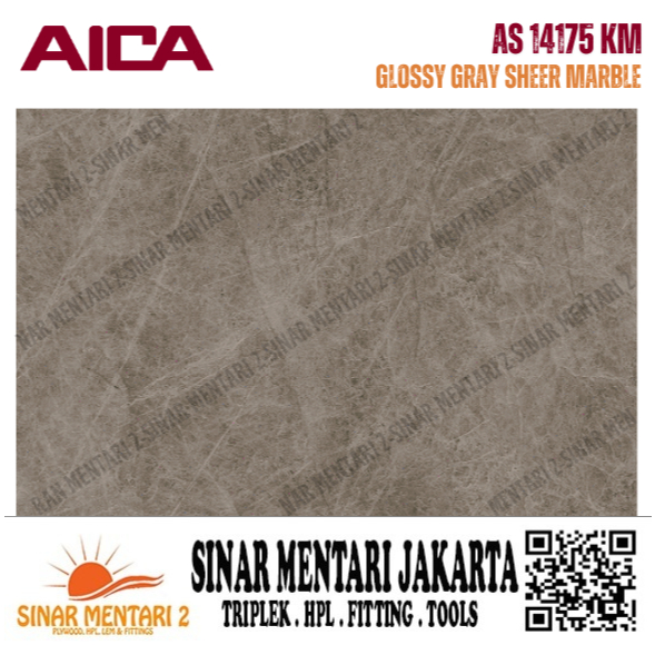 AICA HPL AS 14175 KM Glossy Gray Sheer Marble