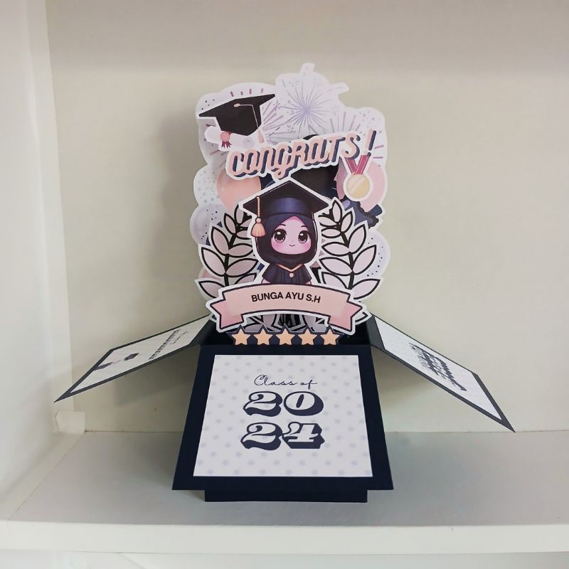 Flossola - Graduation Pop Up Greeting Card / Box Card / Hadiah Wisuda