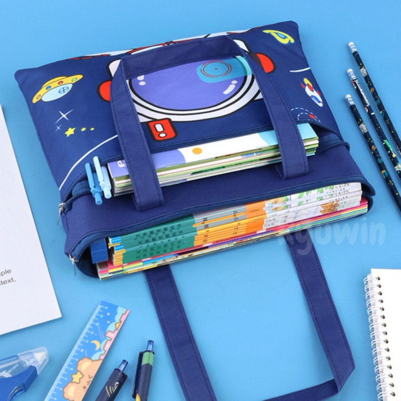 

Totebag Anak Sekolah lucu Cute canvas Tote bag motif Tas les buku anak kartun Multi fungsi