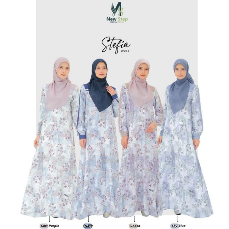 Stefia Dress by New Step Lubi | Gamis Lubi Terbaru | Gamis Motif Bunga | Gamis Premium | Gamis Lubi 