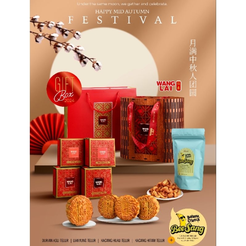 

MOON CAKE WANG LAI GIFTBOX 4 RASA(KCG IJO Telur , KCG HITAM Telur, LIANYUNG Telur, DURIAN Telur) Gift Box