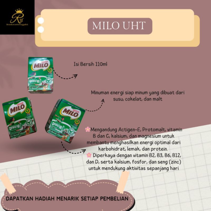 

[Per pcs] Milo UHT / Milo Active Go 110ml / Milo siap Minum