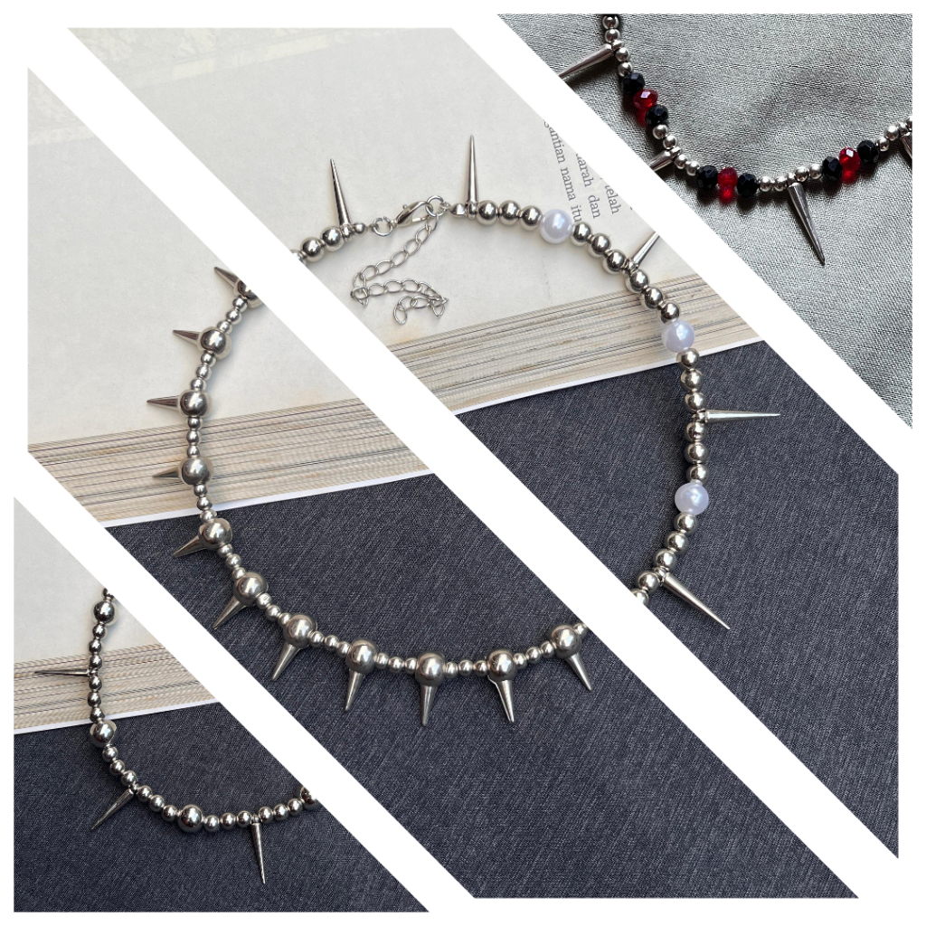 SPIKE NECKLACE | KALUNG SPIKE | GOTHIC NECKLACE | PUNK NECKLACE | KALUNG PRIA WANITA KEKINIAN | SILV