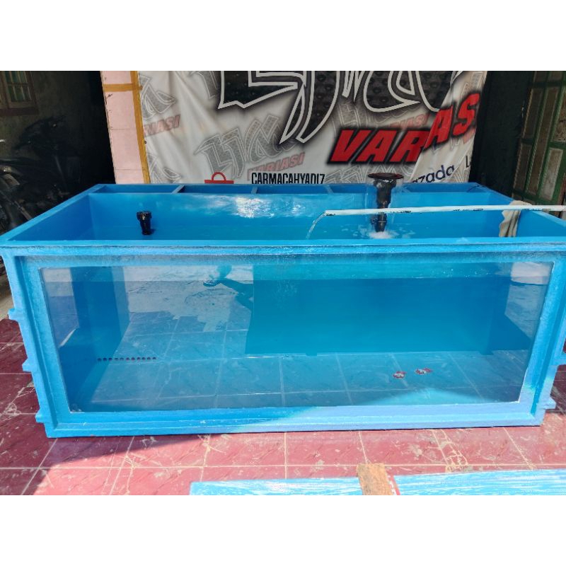 kolam ikan fiber glass. kombinasi kaca 150*60*60