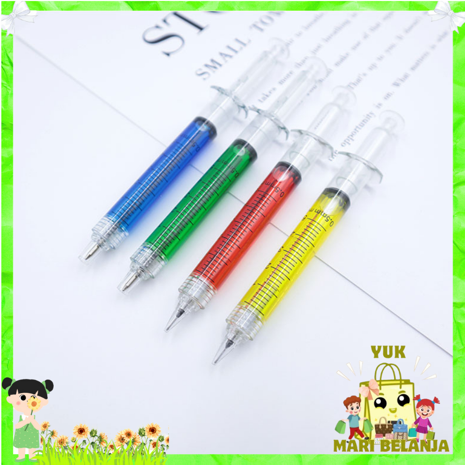 

YUKK MARI BELANJA Pulpen Jarum Suntik Lucu Korean Syringe Ballpoint Pen Souvenir Aesthetic Fancy Pena Alat Tulis Anak Sekolah Murah