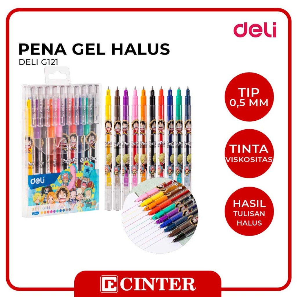 

DELI - Pulpen Gel Warna 0.5mm 10C One Piece G121-10C