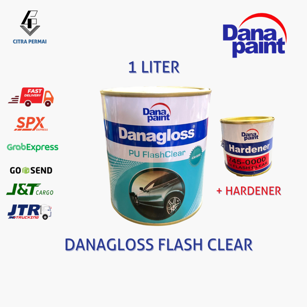 DANAGLOSS CLEAR - PU FLASHCLEAR 1 LITER (CLEAR + HARDENER) - CAT OTOMOTIS TRANSPARAN (CLEAR)