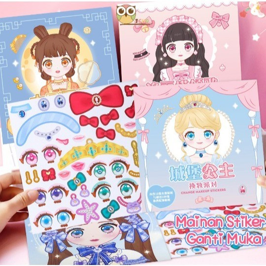 

Stiker Make Up Anak Buku DIY Sticker BP Ganti Wajah Stiker Ganti Baju capit & sekop (16lembar)