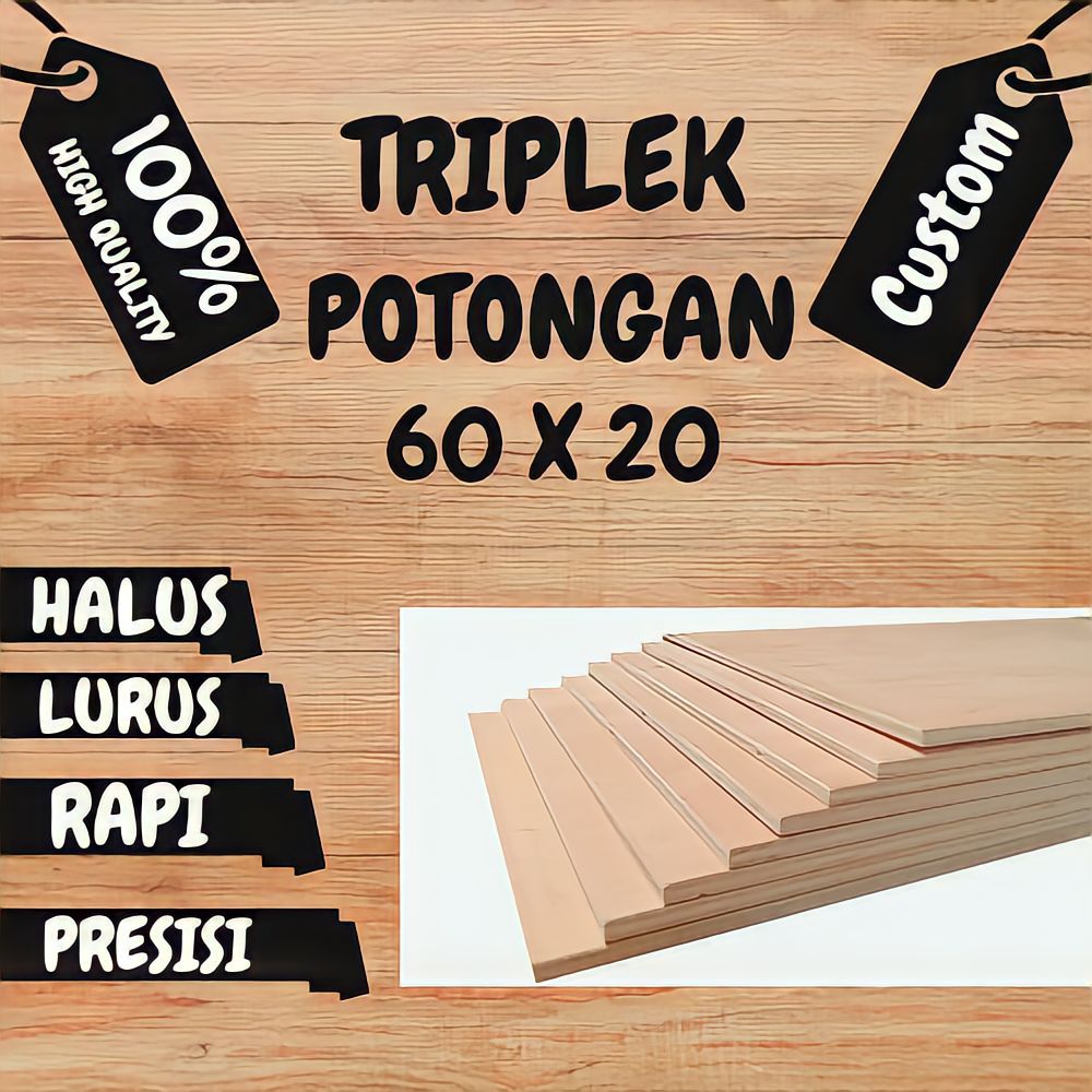 Triplek/Multiplek Potongan Ukuran 60 x 20 Tebal 5mm/9mm/12mm/18mm Murah