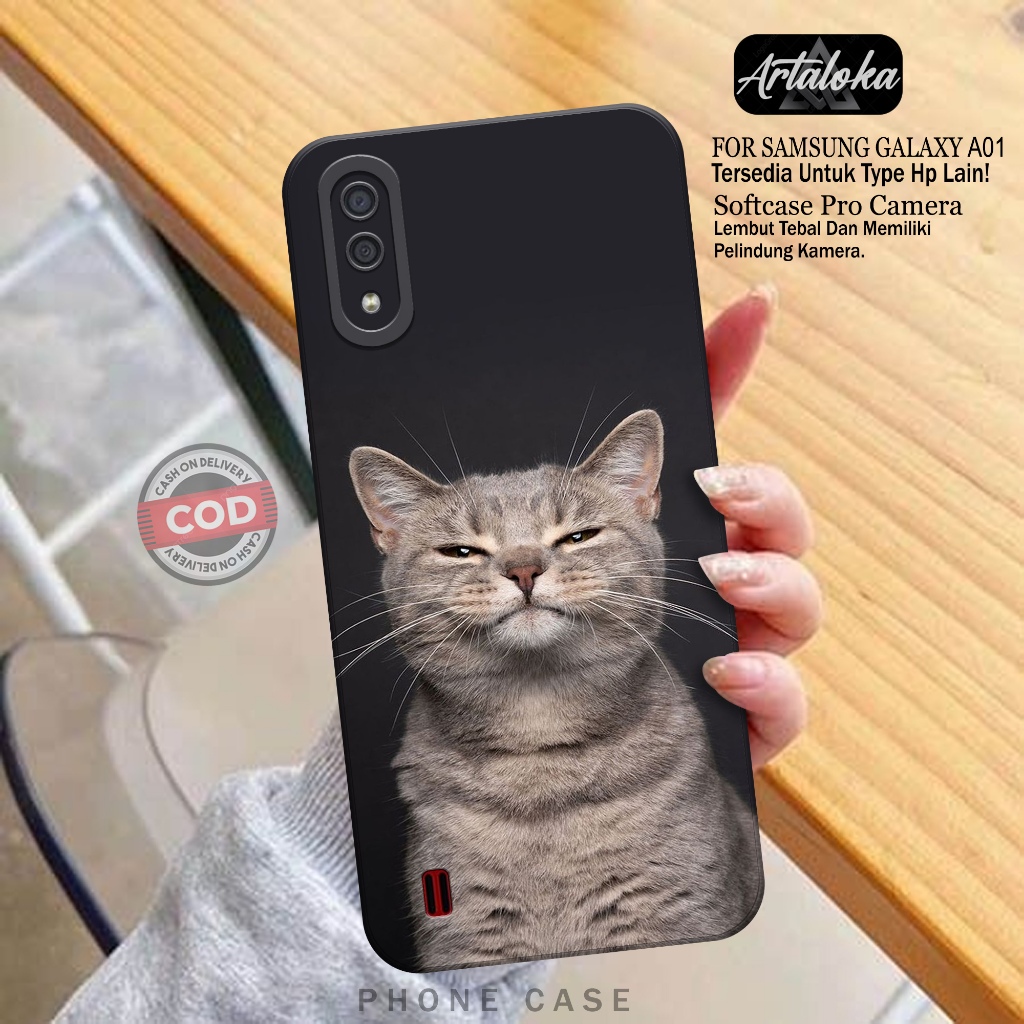 Softcase Hp Samsung Galaxy A01 Fashion Case Kucing Case Samsung Galaxy A01 Silikon TPU Pro Camera Ca