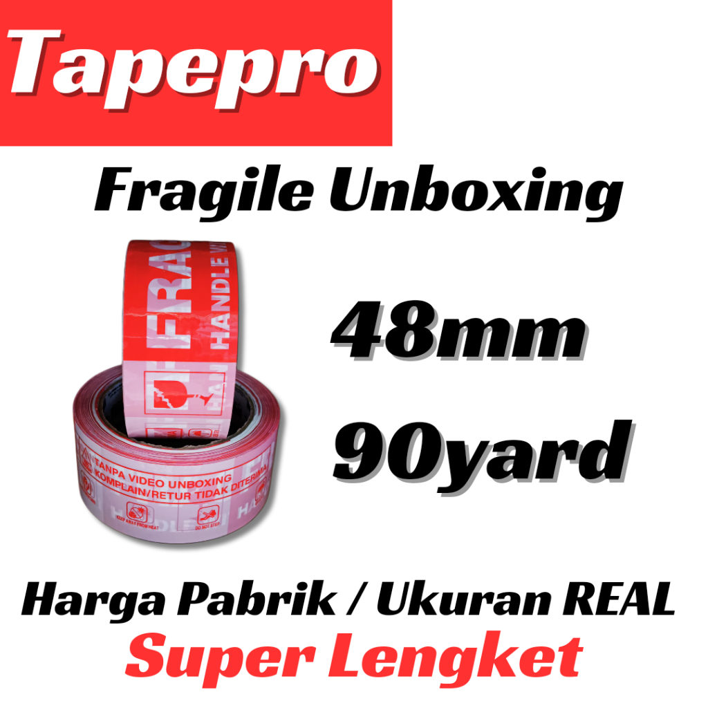 

(Min 3Pcs) Lakban Fragile Unboxing 100yard Kualitas Premium