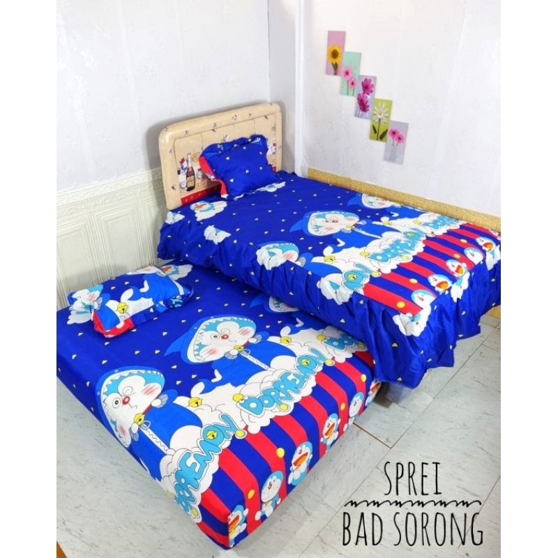 ✅ SPREI BED SORONG 120x200 RUMBAI 2in1 MOTIF KARAKTER ANAK BATIK DORAEMON BT21 HELLO KITTY KEROPI SP