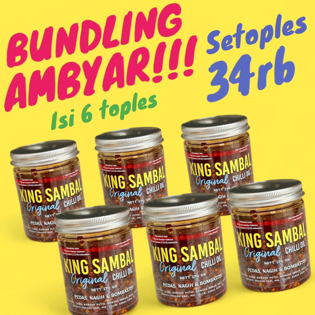 

Bundling Hemat ⁠⁠Chilli Oil Premium isi 6 / KING SAMBAL HONESTFOOD / @170gr
