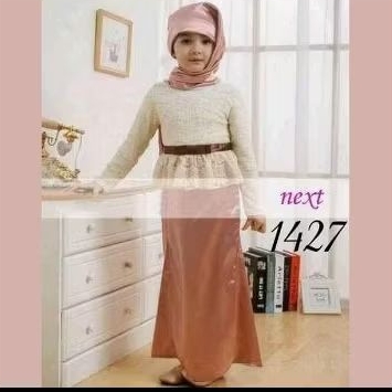 Gamis Pashmina Anak Bahan Brokat Dan Satin Halus