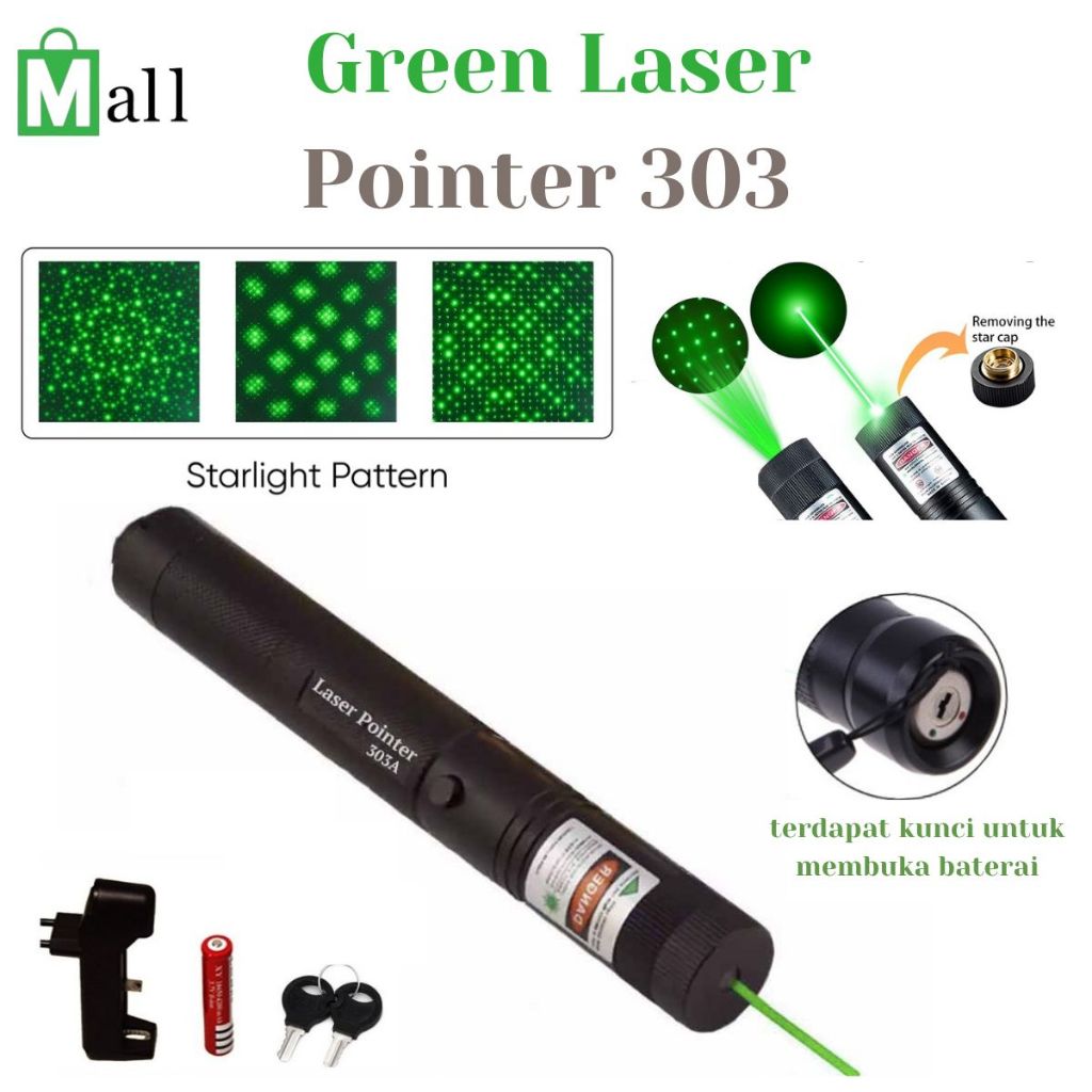 LASER-Laser Hijau Green Laser Pointer Jarak Jauh 303 Laser Hijau Presentasi