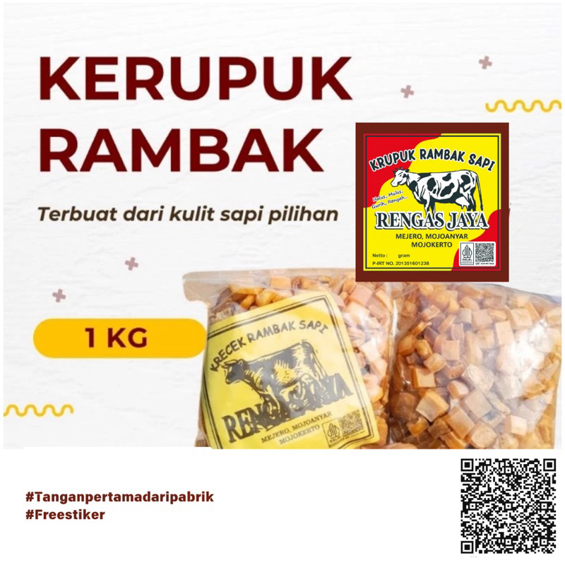 

Kerupuk Rambak Kulit Sapi bentuk Dadu Krecek mentah siap goreng 1kg Krupuk