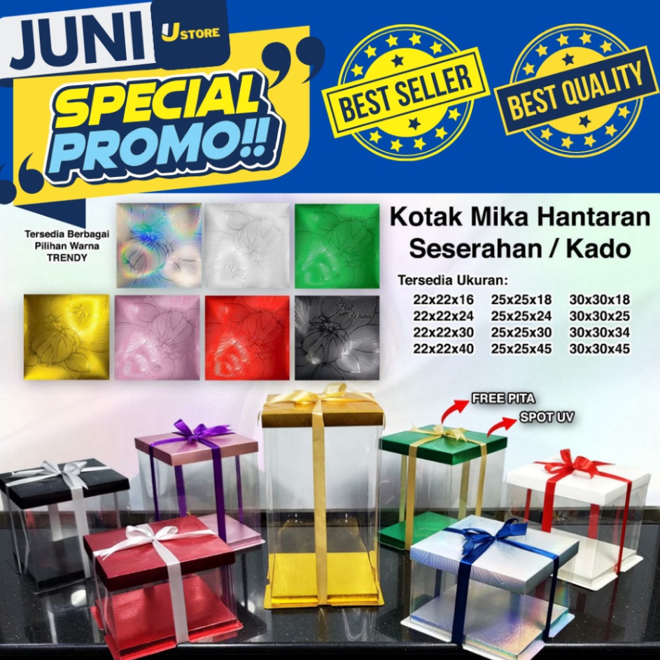 

LIMIT Cake Box Mika Dus Kue Kotak Kue 22x22 cm Transparant PET