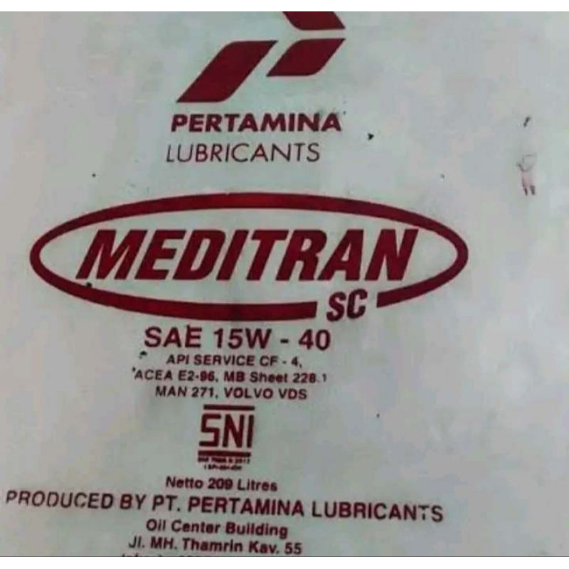 Oli Meditran Sc Sae 15W - 40 Diesel Literan Repack Dari Drum