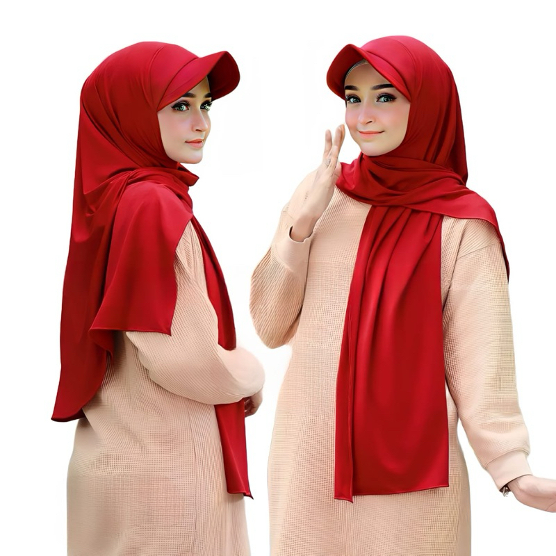 Jilbab Pashmina Topi Ovale Jersey Instan / Kerudung Pashmina Sporty Topi Dewasa Ovale Muslim /  Agus