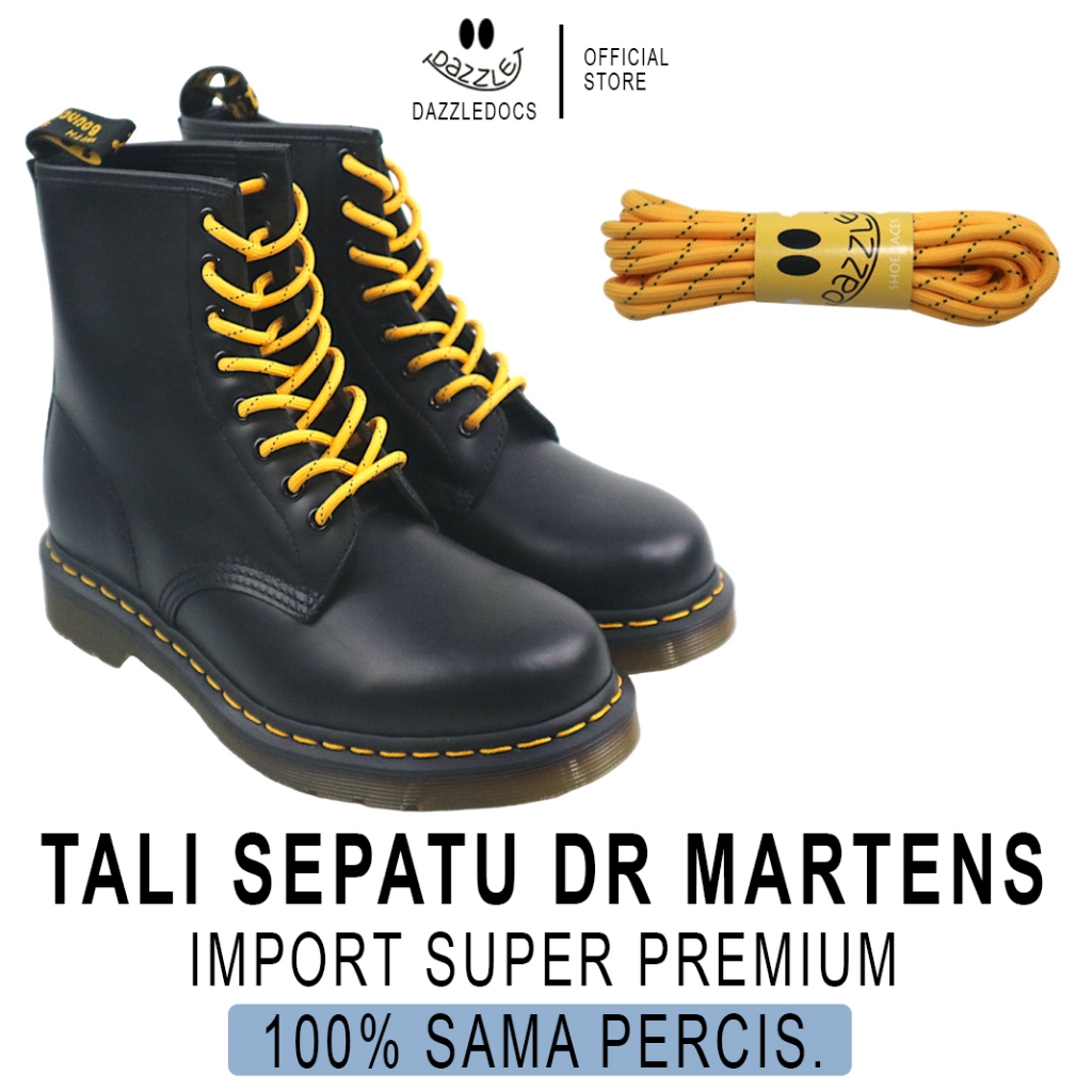 Tali sepatu docmart 8 hole dr martens 8 lubang 140 cm hitam kuning original sepatu kulit 1460